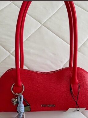 Steve Madden Red Dome Shoulder Bag with Heart Charm